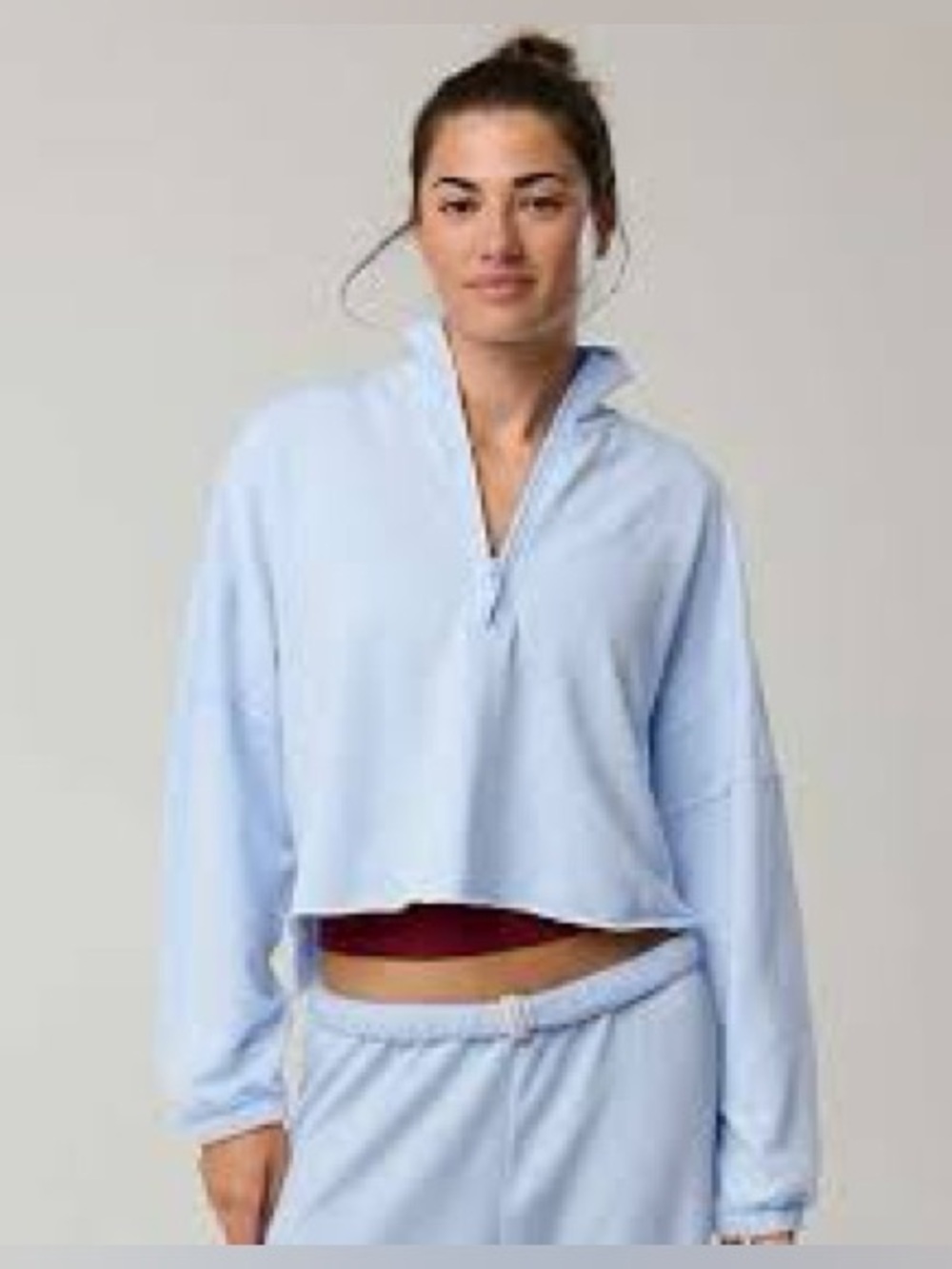 NWT Offline by Aerie OTT Seamed Quarter Zip Light Blue